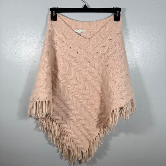 Banana Republic Angora Wool Cable Knit Fluffy Fringe Poncho M/L Soft Cozy Winter - Picture 2 of 8